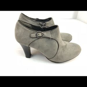 Gray high heel booties